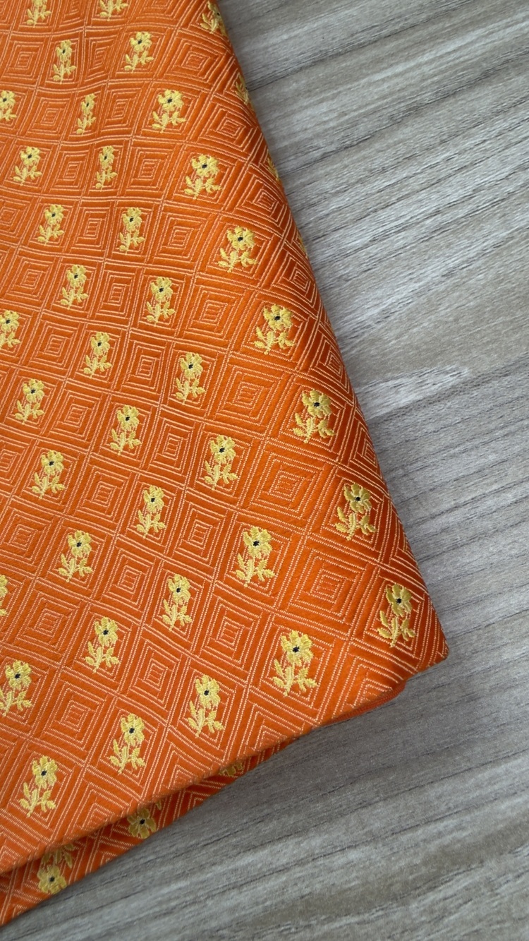 Banu Paris Skirt Suit Set Orange Gold Geometric Floral Size 8 Made in USA
